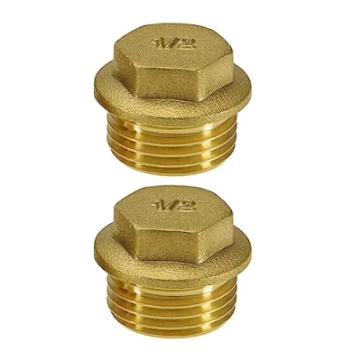 Afbeelding van 2 Stks 1/2 &quot;BSP Draad Mannelijke Blanking Plug Buis End Cap &quot;Messing Accessoires Voor Pijp Aansluiting Badkamer Keuken Goud