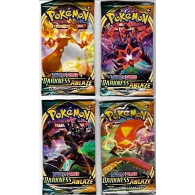 Afbeelding van 4 x Pokemon Sword &amp; Shield 3 Darkness Ablaze Booster Packs (4 meegeleverd) TCG SwSh3
