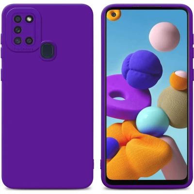 Afbeelding van Cadorabo Hoesje geschikt voor Samsung Galaxy A21s in Fluid DONKER PAARS Beschermhoes gemaakt van flexibel TPU silicone Cover Case