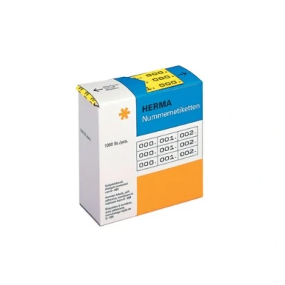 Afbeelding van Herma Nummer etiketten drievoudig zelfklevend 10x22 mm geel/zwart