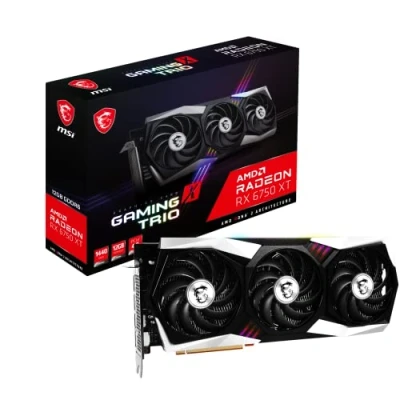 Afbeelding van MSI Radeon RX 6750 XT GAMING X TRIO 12G grafische kaart AMD XT, GPU 2554/2623 MHz, 12000 MB DDR6 geheugen, geheugensnelheid 18000 Memory Bus 192bit
