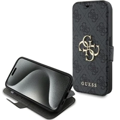 Afbeelding van Guess 4G Metal Logo Book Case Geschikt voor Apple iPhone 15 Pro (6.1&quot;) Grijs