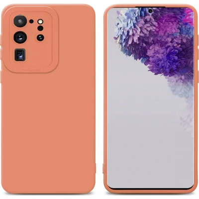 Afbeelding van Cadorabo Hoesje geschikt voor Samsung Galaxy S20 ULTRA in FLUID LICHT ORANJE Beschermhoes TPU silicone Cover Case