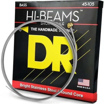 Afbeelding van DR Hi Beams 4 string Bass Medium Short Scale 45 105 Snarenset voor basgitaar