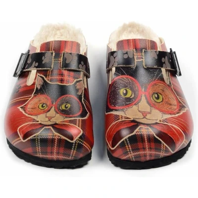 Afbeelding van GOBY Cat With Glasses Clogs Slippers Hoge kwaliteit Handmade Maat 38