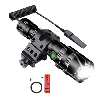 Afbeelding van 100000 Lumen Tactische Jacht Zaklamp Super Heldere Rail Mount Licht, 5 Modi USB Oplaadbare Batterijen Afstandsbediening Drukschakelaar LED Zaklampen voor Camping