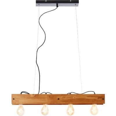 Afbeelding van Brilliant Leuchten Hanglamp Calandra 150 cm hoogte, 75 breedte, 4 x e27, metaal/hout, zwart/hout (1 stuk)