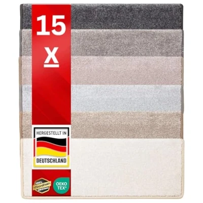 Afbeelding van casa pura® ‘Sundae’ trapmatten te combineren met bijpassende lopers zachte pool Polypropyleen 15 delige set rechthoekig 65 x 24 cm antraciet