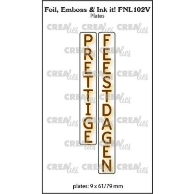 Afbeelding van Crealies Foil, Emboss &amp; Ink it! NL: PRETTIGE FEESTDAGEN FNL102V plates: 9x61/79mm (08 22)