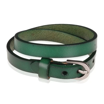 Afbeelding van Stone Valley wrap armband Leer Verstelbaar Gesp Groen