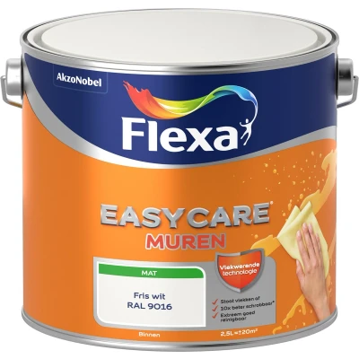 Afbeelding van flexa easycare muurverf mat ral 9016 2.5 ltr
