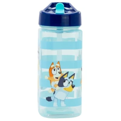 Afbeelding van ms móvil shop Square Bluey en Bingo Cool Day drinkfles met geïntegreerd rietje, 510 ml, officieel product van Ludo BBC Studios