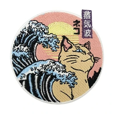 Afbeelding van Finally Home Zon, golf &amp; kat patch om op te strijken Cat patches, Aziatische strijkplaatjes, waterpatches, Japan Sun patches