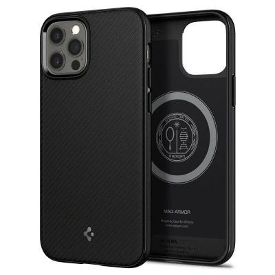 Afbeelding van Apple iPhone 12 MagSafe Hoesje Kunststof Spigen Hardcase/Backcover Zwart Telefoonhoesje Shockproof/Valbescherming