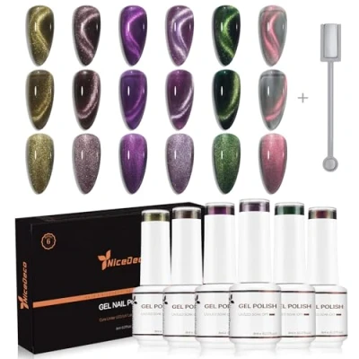 Afbeelding van Nicedeco Hema Free Cat Eye Gel Nagellak Semi Permanent Nail Polish UV LED Soak Off Cruelty 6 X 8ML Color Art Set Gift 42