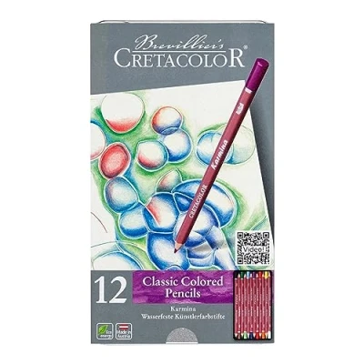 Afbeelding van Cretacolor Artistieke kleurstift Karmina, gesorteerd, 12 stuks metalen etui, waterdicht