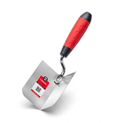 Afbeelding van COMENSAL® Hoeklepel binnenhoekspel 60x100 buiten hoekspatel roestvrij staal metselaar troffel stukaateur met ergonomische zachte grip Made in EU