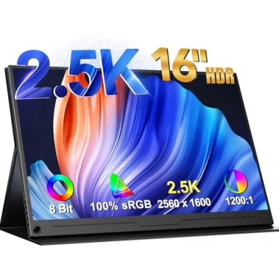 Afbeelding van UPERFECT draagbare monitor 16 inch 2.5K Full HD IPS mobiele met beschermende case HDMI Type C voor laptop, PC, telefoon, PS4