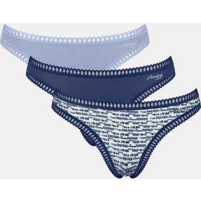 Afbeelding van Sloggi 3 pack Go Crush string dames XXL Blauw