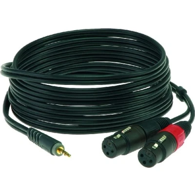 Afbeelding van Klotz AY8 0100 verloopkabel 3.5 mm jack recht 2x XLR female 1 meter