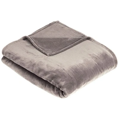 Afbeelding van Amazon Basics Knuffeldeken, van fluweelzacht pluche 229 x 274 cm grijs