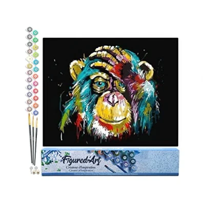 Afbeelding van Figured&#039;Art Schilderen op Nummer Volwassenen canvas Baviaan Pop art Handwerk acrylverf Kit DIY Compleet 40x50cm zonder frame