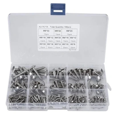 Afbeelding van Garosa 180 stks M3 M4 M5 M6 schroef Set Rvs Platte Kop Kruis Hout Schroeven Zelftappende Assortiment Kit voor Meerdere Doeleinden,combinatie