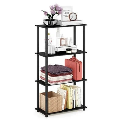 Afbeelding van Furinno Turn N Tube 4 traps multifunctionele plank, Americano/zwart, 59,9 (breedte) x 109,9 (hoogte) 29,7 (diepte) cm