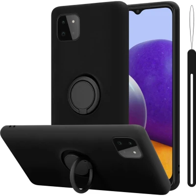 Afbeelding van Cadorabo Hoesje geschikt voor Samsung Galaxy A22 5G in LIQUID ZWART Beschermhoes van flexibel TPU silicone Case Cover met ring