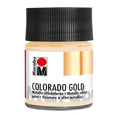 Afbeelding van Marabu 12640005798 metallic effectverf, Colorado Gold witgoud 50 ml, op waterbasis, lichtecht, weerbestendig, sneldrogend, voor penselen en stippen absorberende ondergronden