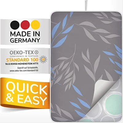 Afbeelding van smart&amp;gentle Made in Germany Turbo Strijkdeken voor stoomstrijkijzers strijkplank tafels hittebestendig, hitte en vochtbeschermend strijkoppervlak 100x65 cm