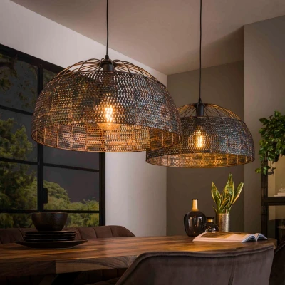 Afbeelding van Fraaai Alfie hanglamp 2L armor ø60 zwart bruin Metaal