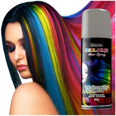 Afbeelding van Tijdelijke haarverfspray, haarkleur uitwasbaar (1 x 200 ml) haarspray voor carnaval (zilver)