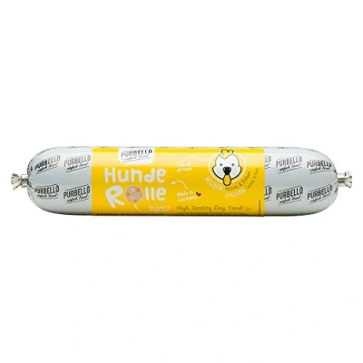 Afbeelding van PURBELLO Hondenrol, kip met wortels en erwten, monoproteïne hondenvoer hoog vleesgehalte, natvoer voor honden, hondenworst, snijvast graanvrij, 8 x 400 g