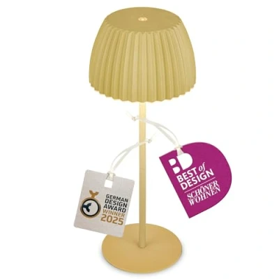 Afbeelding van BRILONER Riffle LED tafellamp snoerloos IP44 met lichtrand, touchdimmer, oplaadbare batterij, bedlamp, lamp, batterij German Design Award Winner 2025, 14,5x36,5 cm, groen