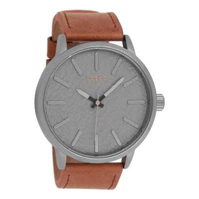 Afbeelding van OOZOO Timepieces Titanium horloge met cognac leren band C9025