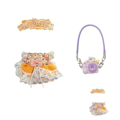 Afbeelding van LEERMEIZI Labubu poppenaccessoires, pluche poppenkleding, schattige speelgoedkleding, kleding voor 17 cm grote pop (G niet inbegrepen)
