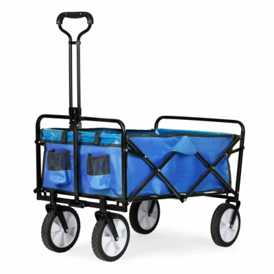 Afbeelding van Multistore Bolderkar opvouwbaar 100L en 80kg draagkracht strandkar bolderwagen blauw