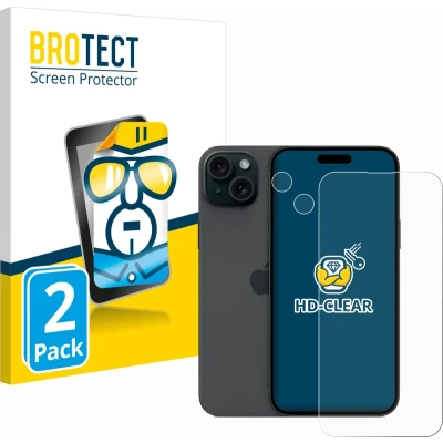 Afbeelding van BROTECT Screenprotector voor Apple iPhone 15 Plus (Voor+Camera) Folie Beschermfolie transparant (2 Stuks)