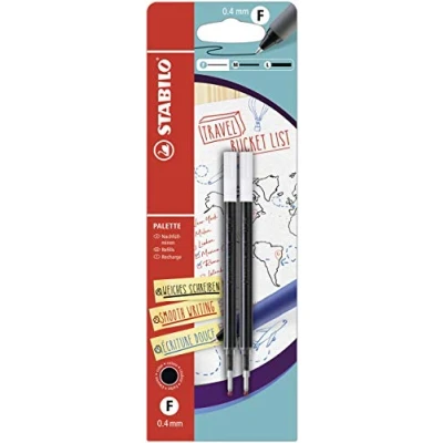 Afbeelding van Rollerpenvulling STABILO Palette fijn zwart blister à 2 stuks