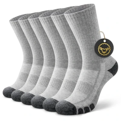 Afbeelding van YouShow Merino wandelsokken heren dames 3 paar outdoor trekking sokken met gewatteerde anti blaren, x grijs., 43 46 EU