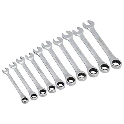 Afbeelding van Amazon Basics Ratelsleutel, set, steeksleutelset, met hoog koppel, 10 delig