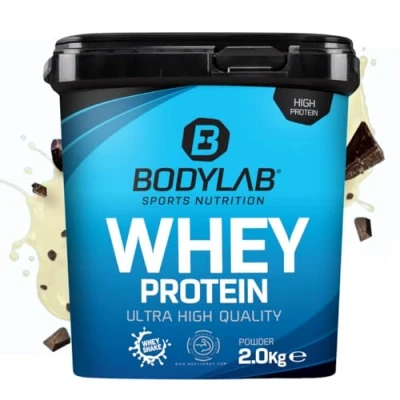 Afbeelding van Bodylab24 eiwitpoeder Whey Protein Stracciatella 2kg, eiwitshake voor krachttraining en fitness, poeder kan spieropbouw ondersteunen, Hoogwaardig met 80% eiwit, Aspartaamvrij