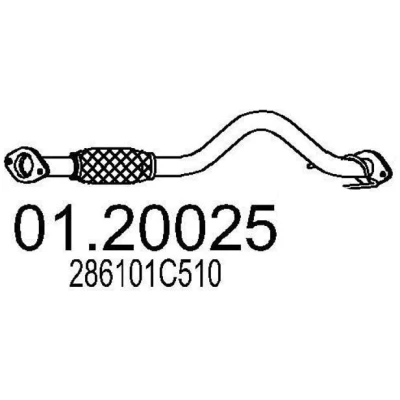 Afbeelding van MTS 01.20025 Uitlaatpijp 700mm voor middendemper HYUNDAI: Getz (TB) 1.1 2002 2009