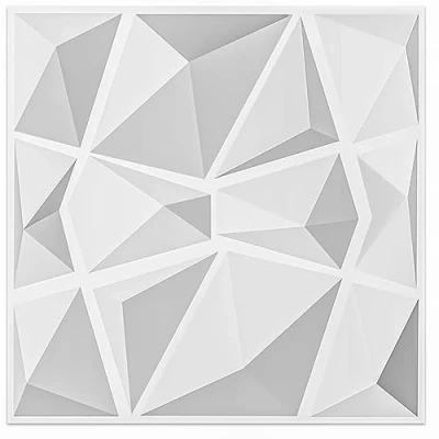 Afbeelding van Art3d Texturen 3D wandpanelen, witte diamantontwerp, 50 cm x cm, voor woonkamer, badkamer, keukendecoratie (set van 12 stuks)