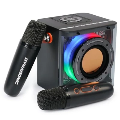 Afbeelding van DYNASONIC B52 karaoke met twee microfoons, Bluetooth luidspreker voor kinderen, elektronisch speelgoed cadeaus kinderen van 3 tot 15 jaar (ZWART)