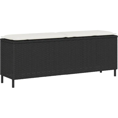 Afbeelding van vidaXL Tuinbank met kussen 110x30x40,5 cm poly rattan zwart