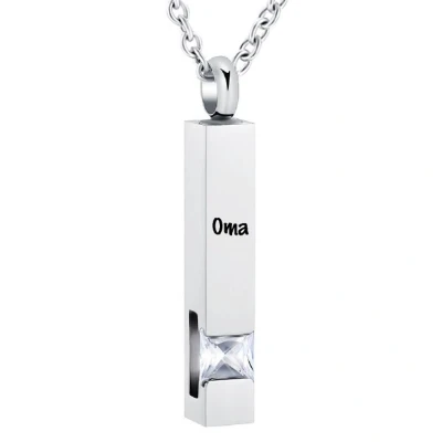 Afbeelding van Luxe Ashanger Met Ketting En Gravering Oma Assieraad Zilver Witte Steen As Gedenksieraad Urn Incl. vuller