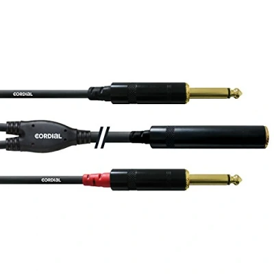 Afbeelding van CORDIAL Cables Y kabeldrager, stereo Jack vrouwelijk/2 mono mannelijk, 30 cm BRETELLE Essentials kabel