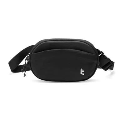 Afbeelding van tomtoc 1.5L klein heuptasje Sling Bag met RFID bescherming, lichtgewicht borsttasje verstelbare riem voor vrouwen en mannen, waterafstotende riemtas op reis, alledaags, Zwart